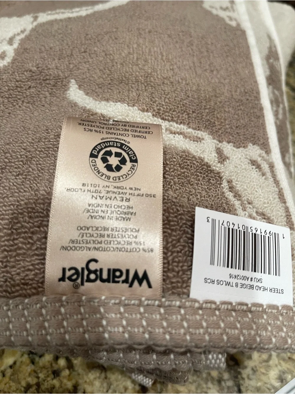 Wrangler STEER HEAD towel bundle - (2) bath, (2) hand towels & (2) fingertip NEW